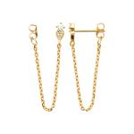 LYSÉRA – Boucles d’Oreilles Chaîne Plaqué Or 750 (3 MIC) & Zirconiums