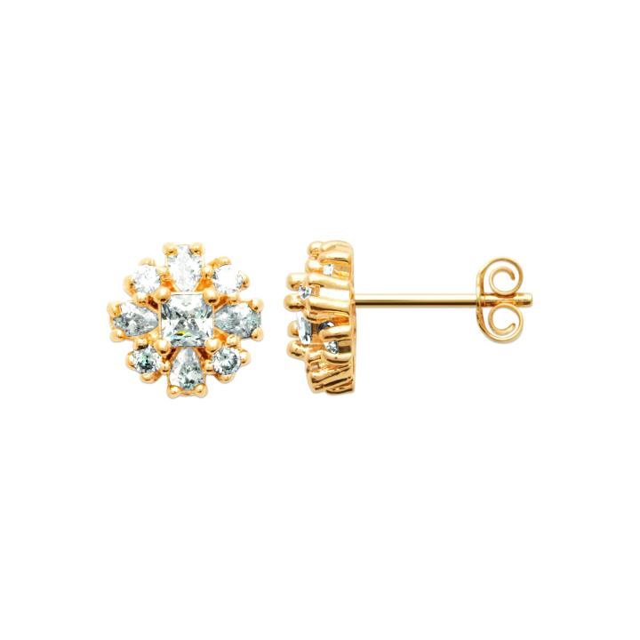 Boucles d’oreilles ÉLYSIA – Plaqué Or 750 (3 MIC) & Zirconiums